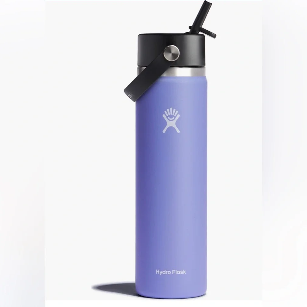 NIB Hydro Flask24-Ounce Wide Mouth Water Bottle with Straw Lid Color: Lupine